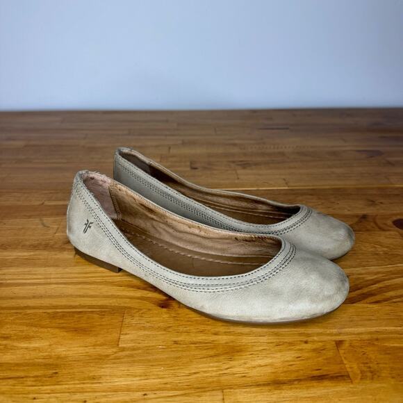Frye Carson Round Toe Ballet Flats Light Tan Brown Leather Size 6.5 - Picture 2 of 8